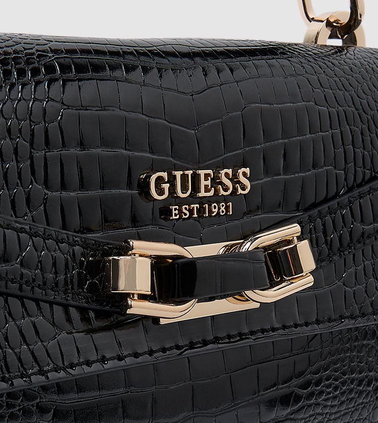 Croc Textured Top Handle Bag