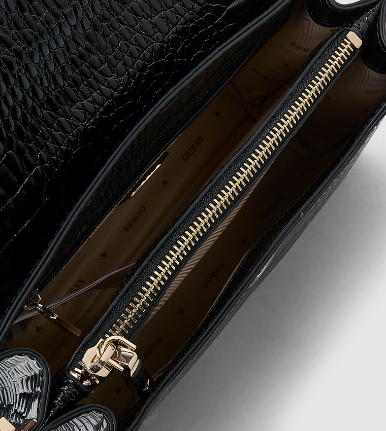 Croc Textured Top Handle Bag