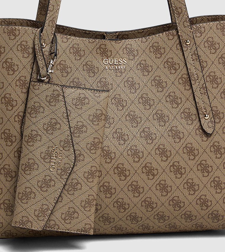 BRENTON Logo Printed Tote Bag with Pouch