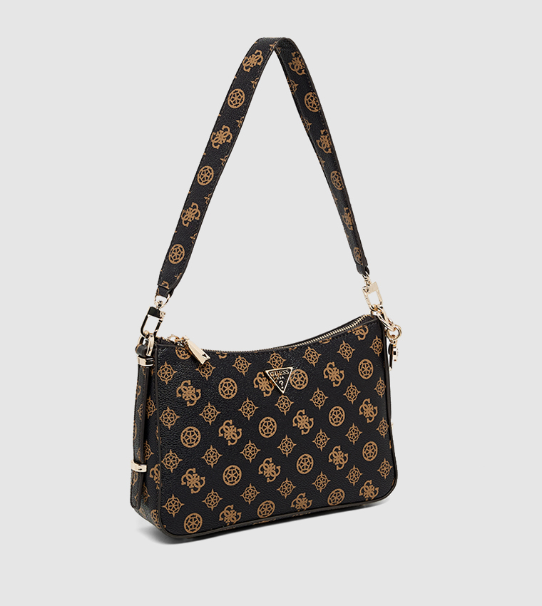 Buy Guess DARYNA II Monogram Patterned Shoulder Bag In Dark Brown