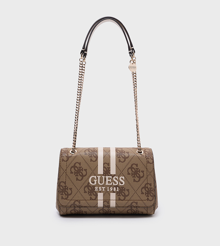 NOELLE II Logo Patterned Flap Convertible Crossbody Bag