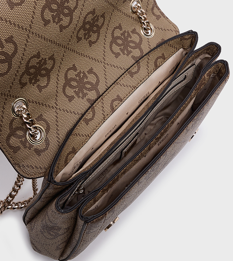 NOELLE II Logo Patterned Flap Convertible Crossbody Bag