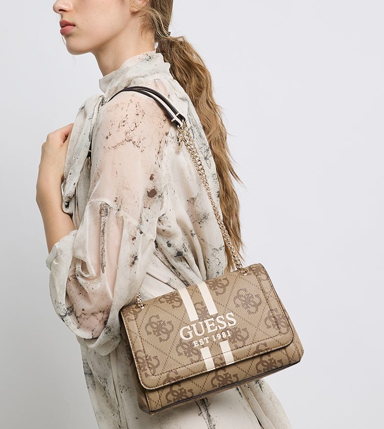 NOELLE II Logo Patterned Flap Convertible Crossbody Bag