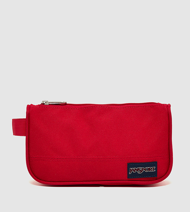 Label Detail Zip-Closure Pencil Pouch