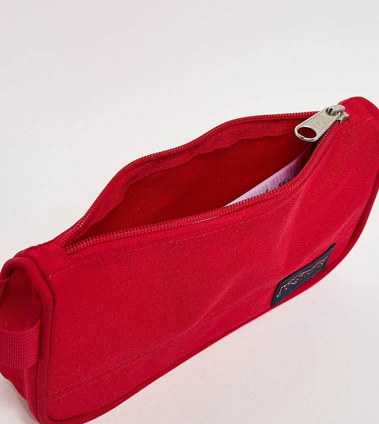 Label Detail Zip-Closure Pencil Pouch