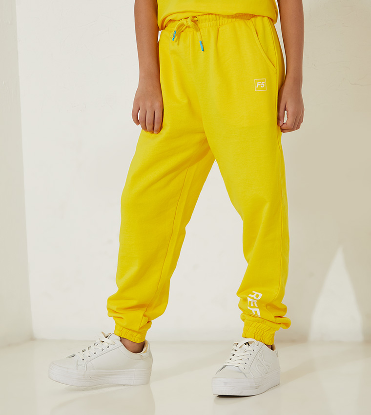 Buy F5 Kids Basic Drawstring Waist Joggers In Yellow 6thStreet UAE