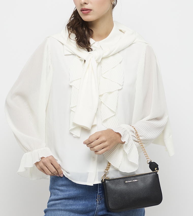 JET SET Textured Chain Link Shoulder Bag