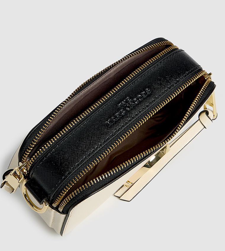 Logo Metal Zippered Crossbody Bag
