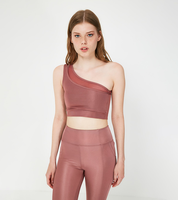 Buy Trendyol One Shoulder Sports Bra In Pink | 6thStreet Qatar