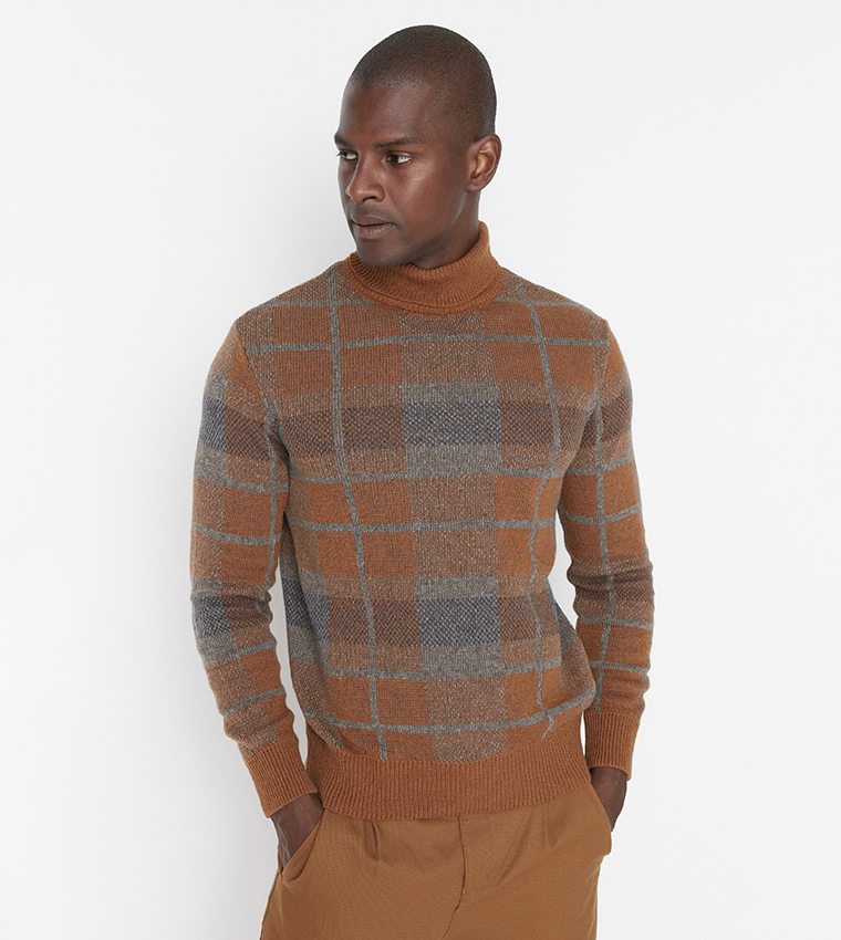 Buy Trendyol Slim Fit Turtleneck Knitted Jumper In Orange 6thStreet UAE