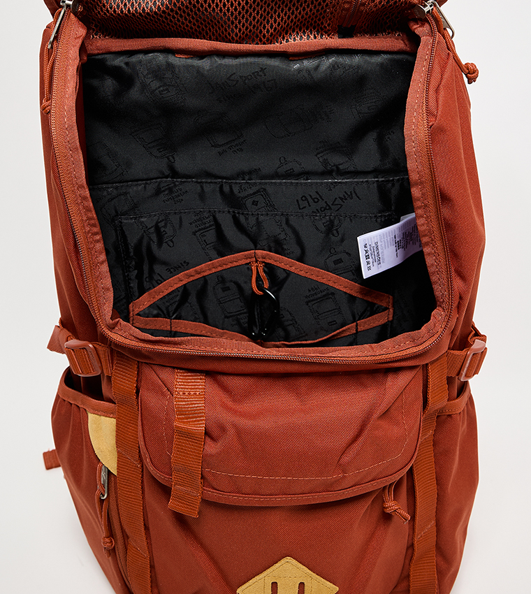 Label Detail Front Pocket Flap Backpack