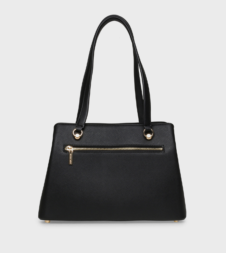 Textured Shoulder Bag with Coin Pouch