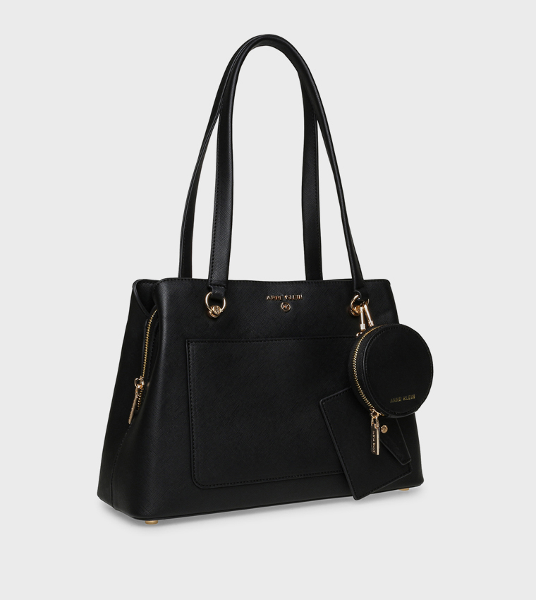 Textured Shoulder Bag with Coin Pouch