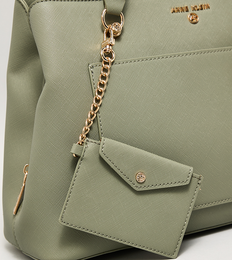 Textured Shoulder Bag with Coin Pouches