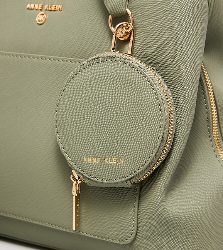 Textured Shoulder Bag with Coin Pouches