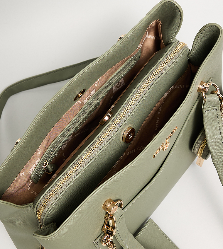 Textured Shoulder Bag with Coin Pouches