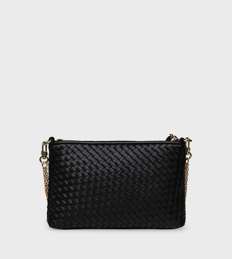 Basket Weave Zippered Crossbody Bag