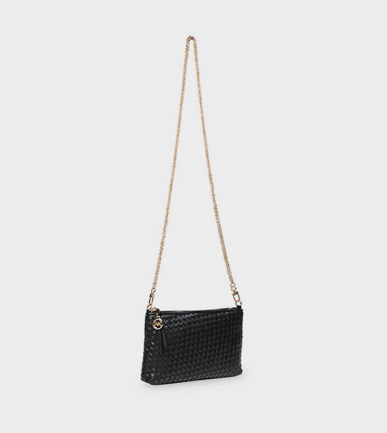 Basket Weave Zippered Crossbody Bag