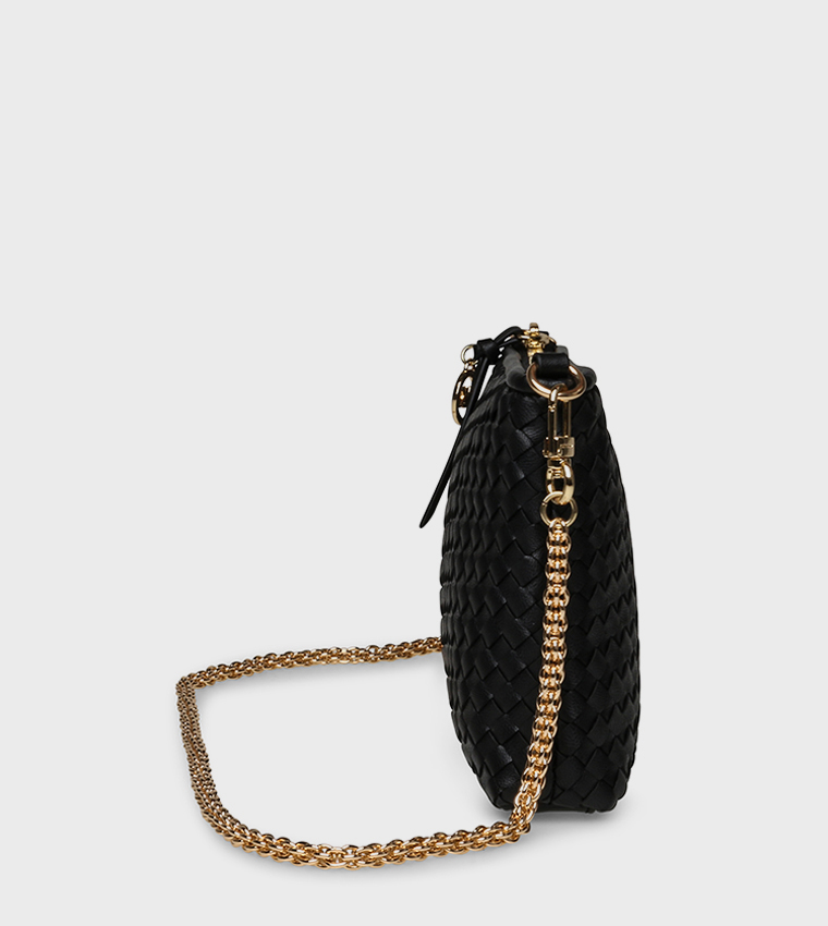 Basket Weave Zippered Crossbody Bag