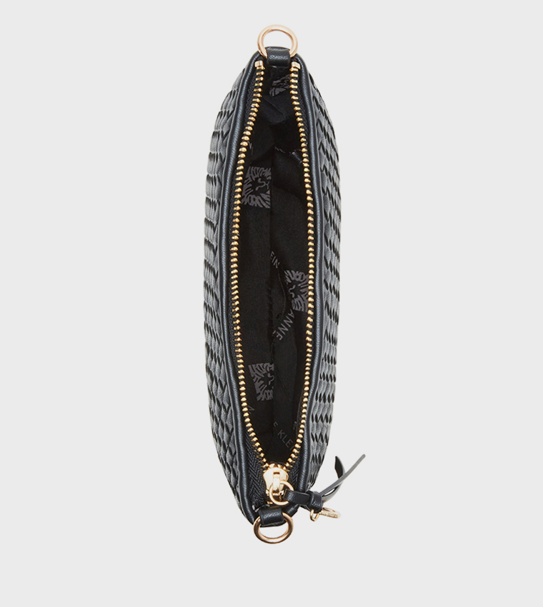 Basket Weave Zippered Crossbody Bag
