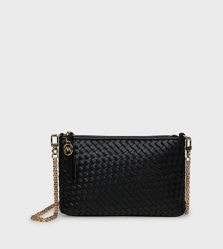 Basket Weave Zippered Crossbody Bag
