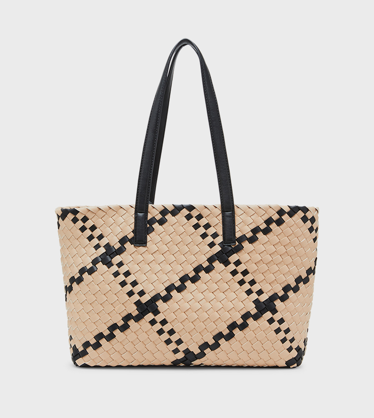 Woven Tote Bag with Pouch