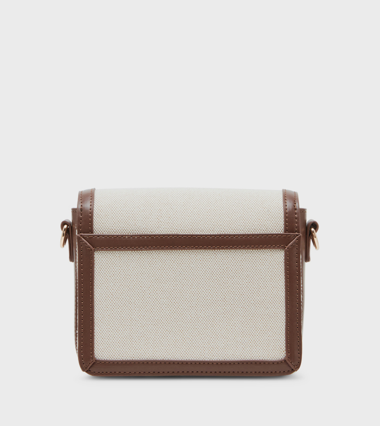 Twist Lock Contrast Trim Crossbody Bag
