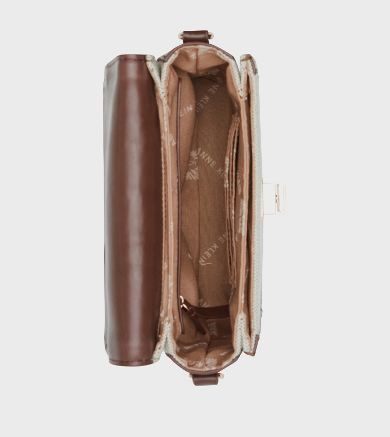 Twist Lock Contrast Trim Crossbody Bag