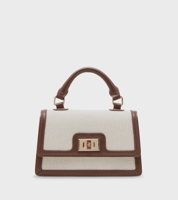 Buy Anne Klein Twist Lock Convertible Top Handle Bag In Cream