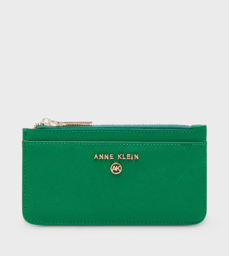 Logo Metal Zippered Wallet