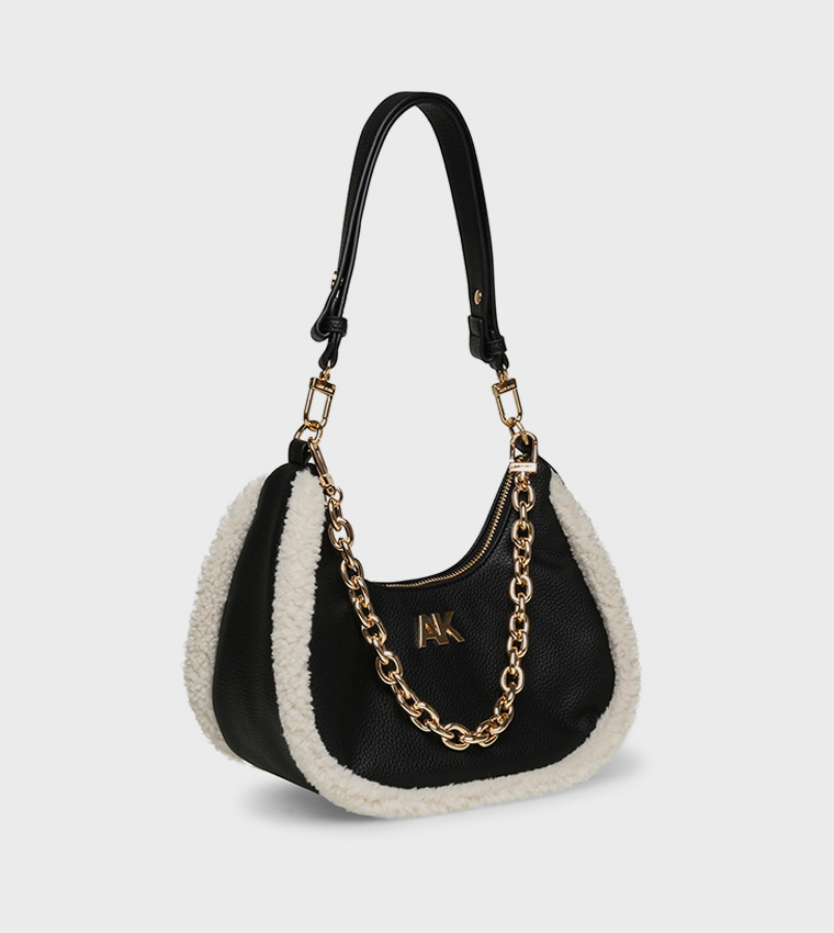 Plush Trim Shoulder Bag