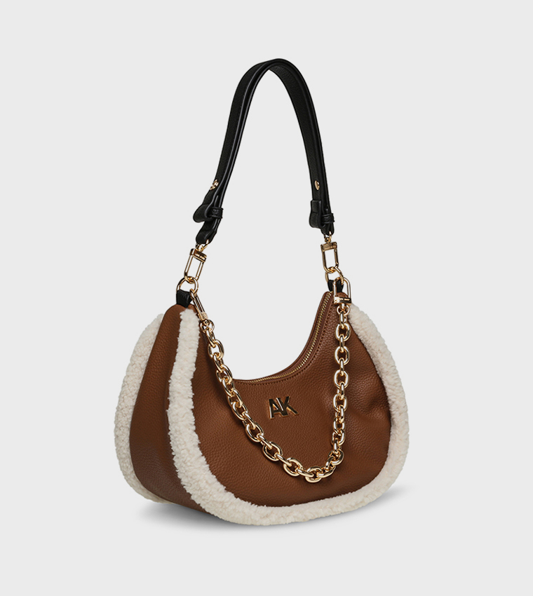 Plush Trim Shoulder Bag