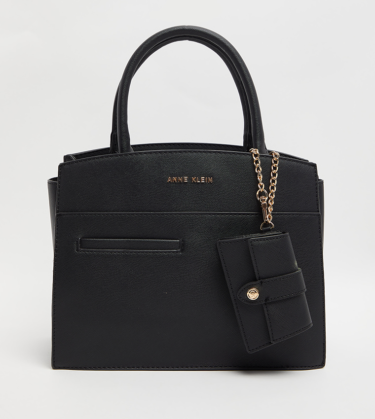 Textured Satchel Bag with Coin Pouch