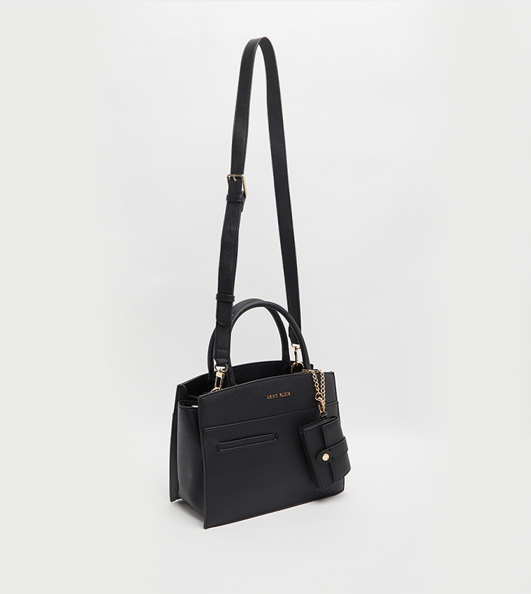 Textured Satchel Bag with Coin Pouch