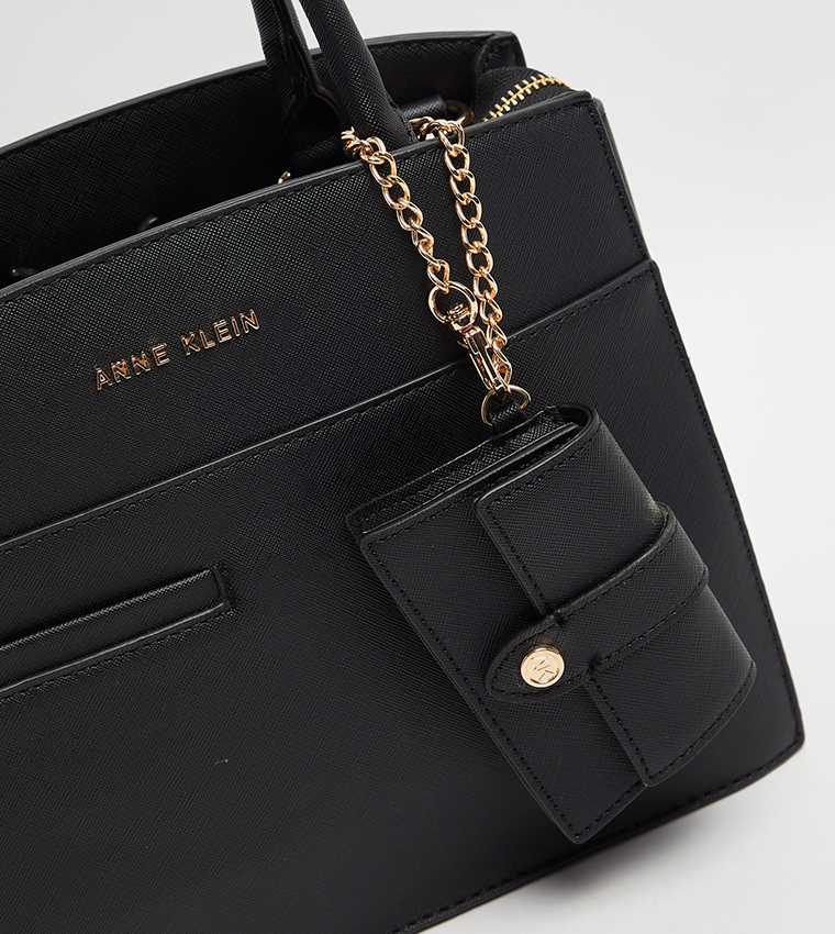 Textured Satchel Bag with Coin Pouch