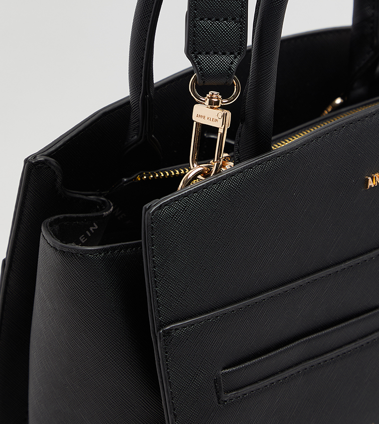 Textured Satchel Bag with Coin Pouch