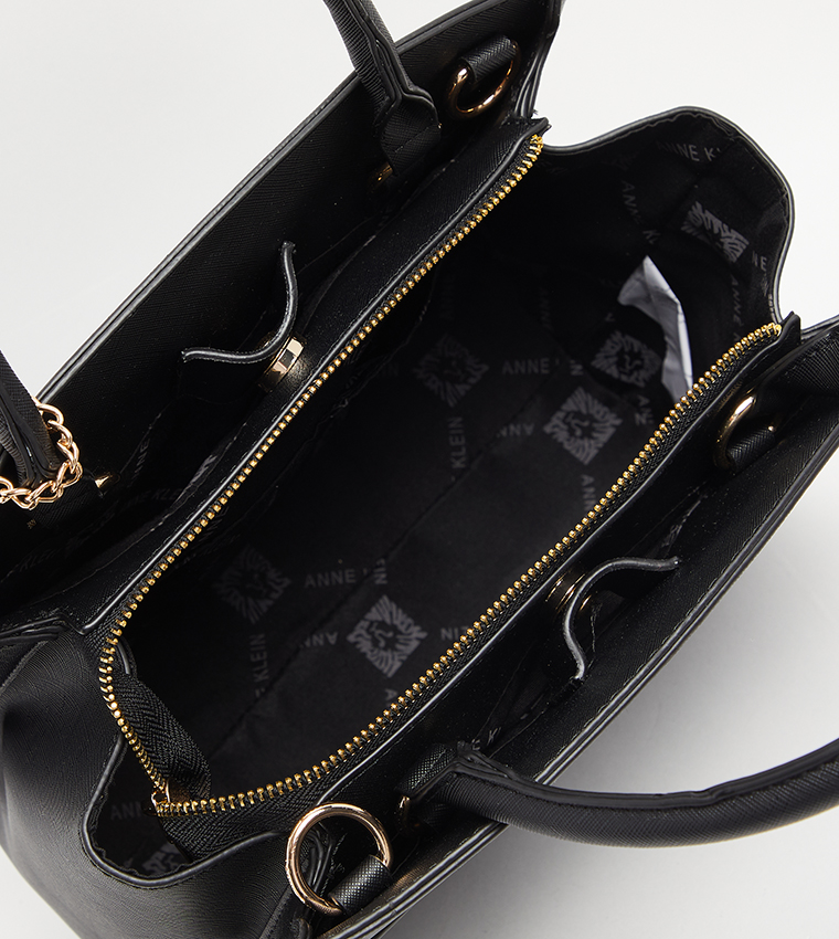 Textured Satchel Bag with Coin Pouch