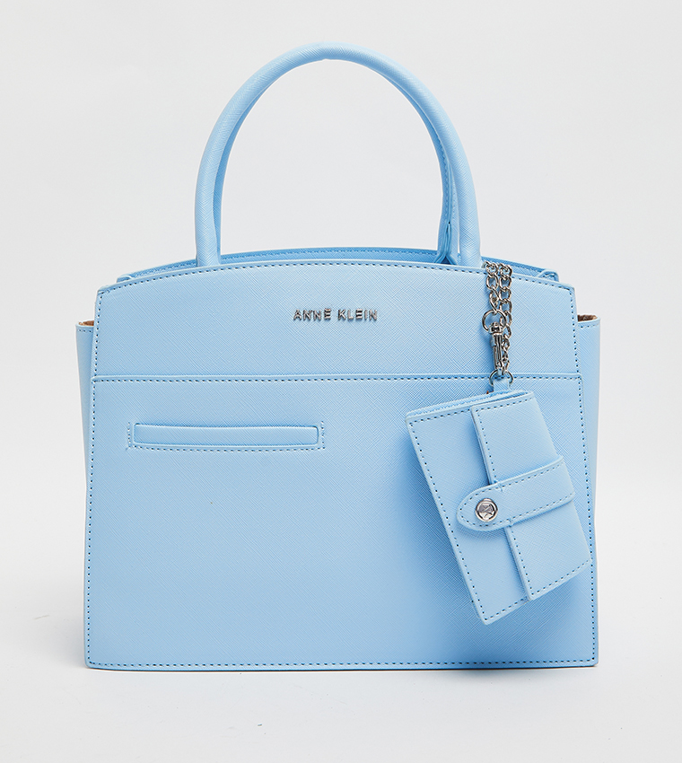 Textured Satchel Bag with Coin Pouch