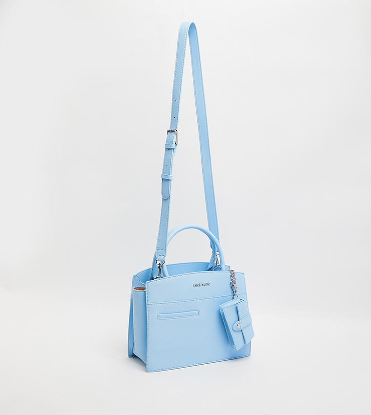 Textured Satchel Bag with Coin Pouch