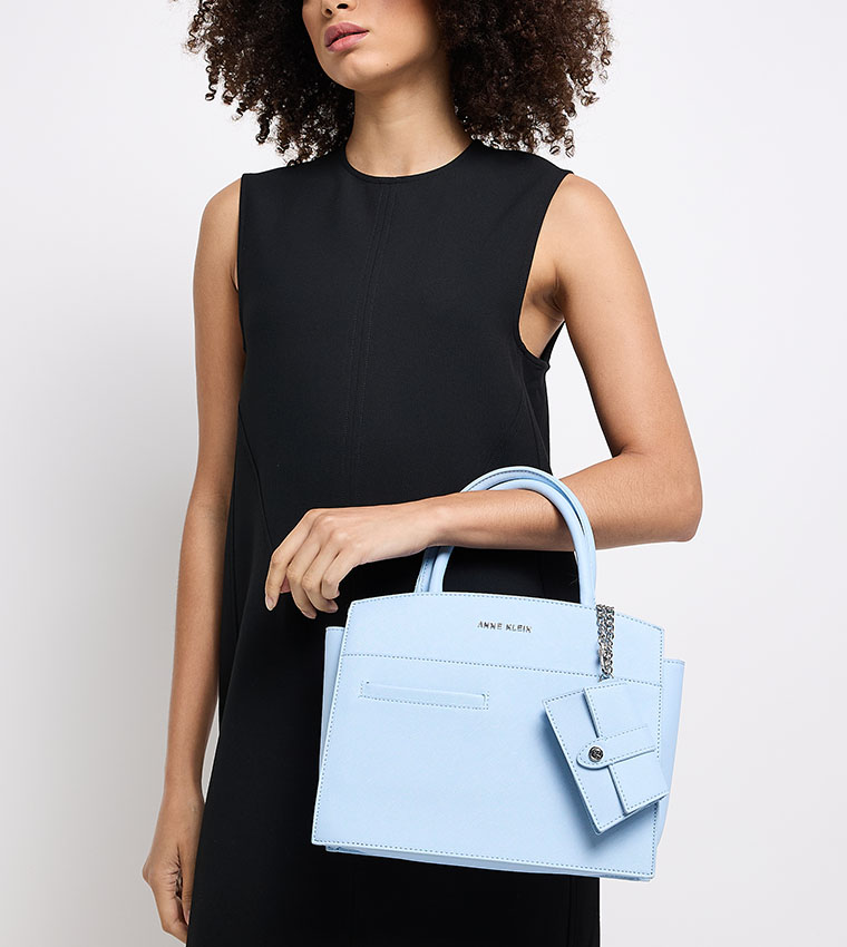 Textured Satchel Bag with Coin Pouch