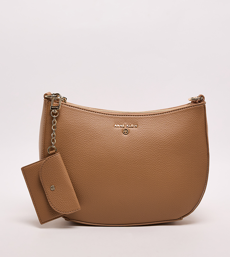 Textured Zippered Shoulder Bag