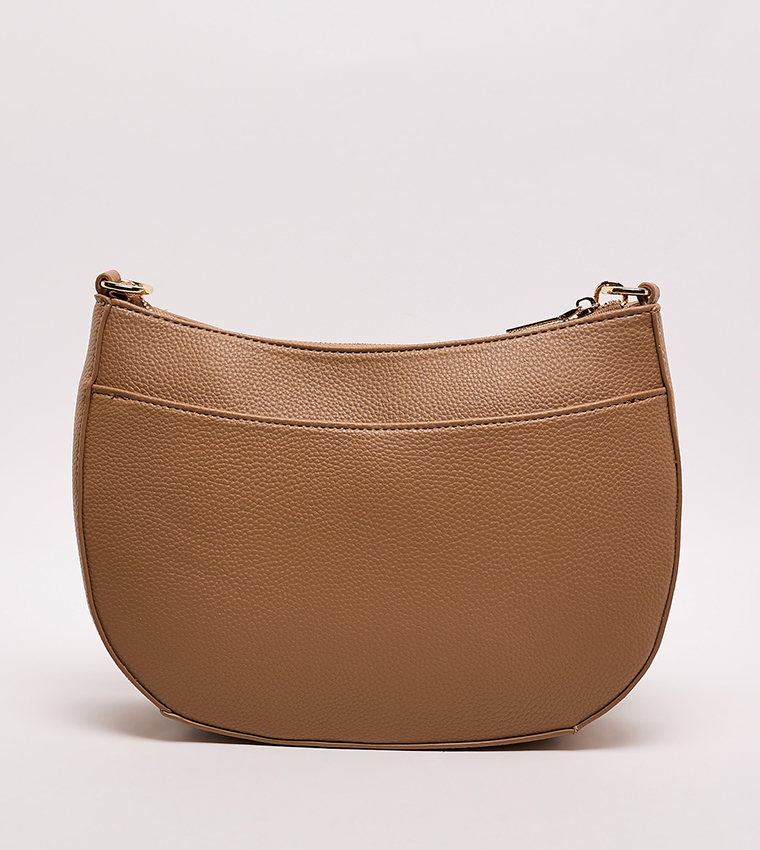 Textured Zippered Shoulder Bag