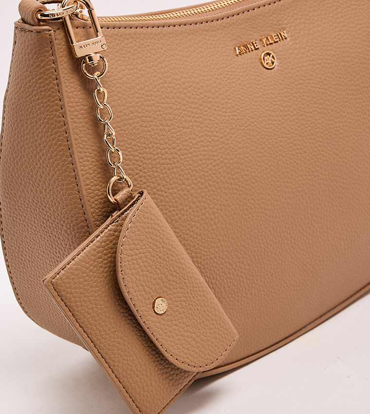 Textured Zippered Shoulder Bag