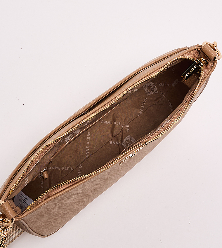 Textured Zippered Shoulder Bag