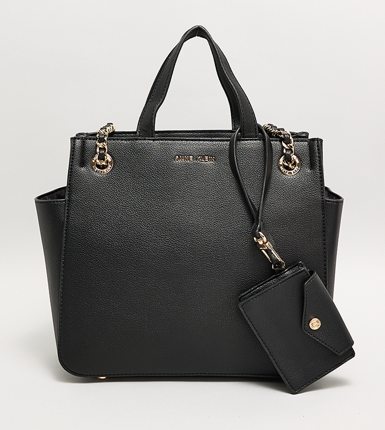 Textured Tote Bag with Coin Pouch