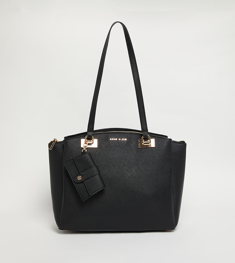 Textured Shoulder Bag with Pouch