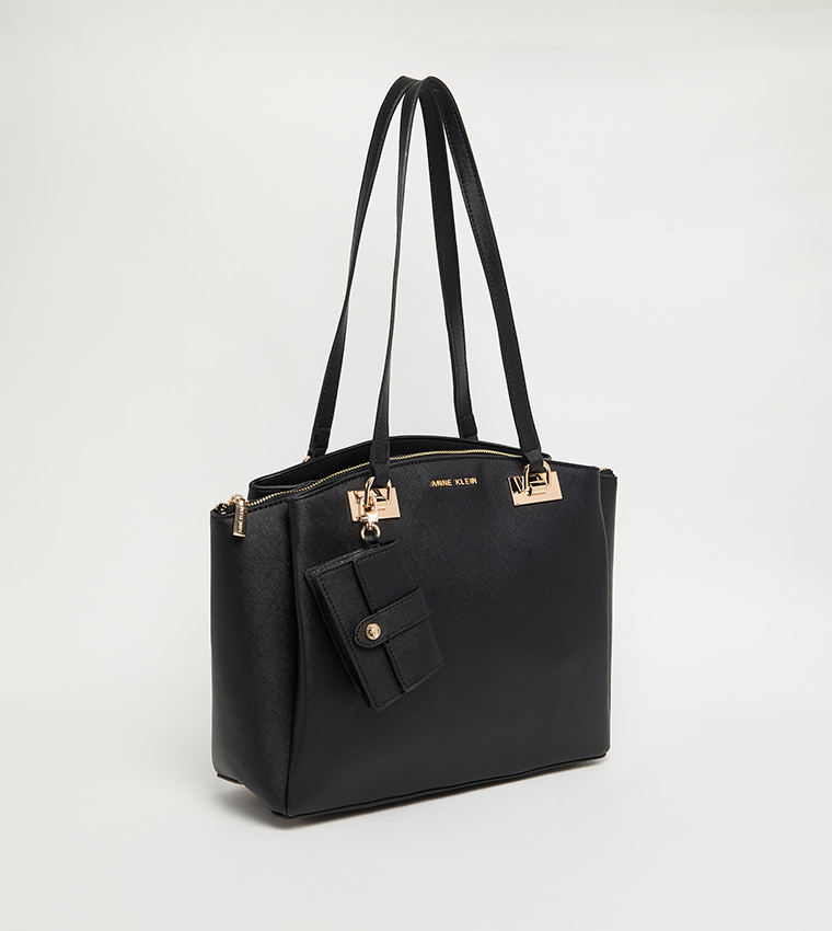 Textured Shoulder Bag with Pouch