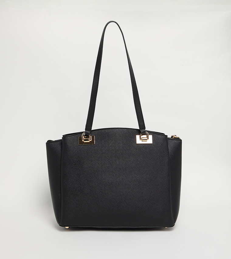 Textured Shoulder Bag with Pouch