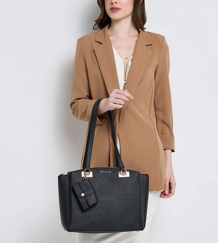 Textured Shoulder Bag with Pouch