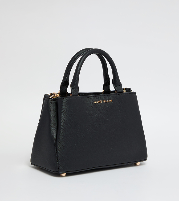 Textured Satchel Bag with Pouch